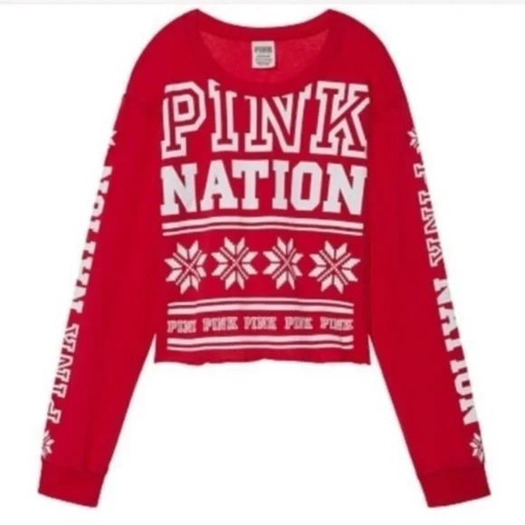 VS PINK Nation Cropped Top - Red - Picture 3 of 7